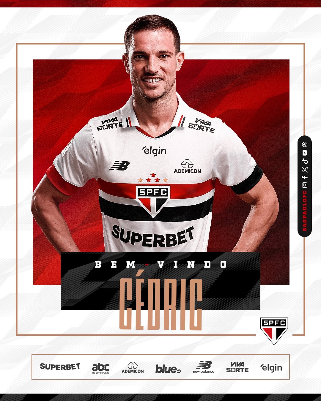São Paulo anuncia a contratação do lateral Cédric Soares