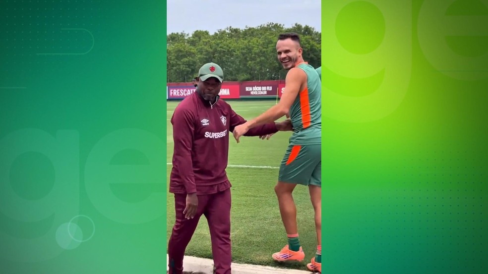 Marcão e Renê em treino do Fluminense — Foto: Divulgação/Fluminense
