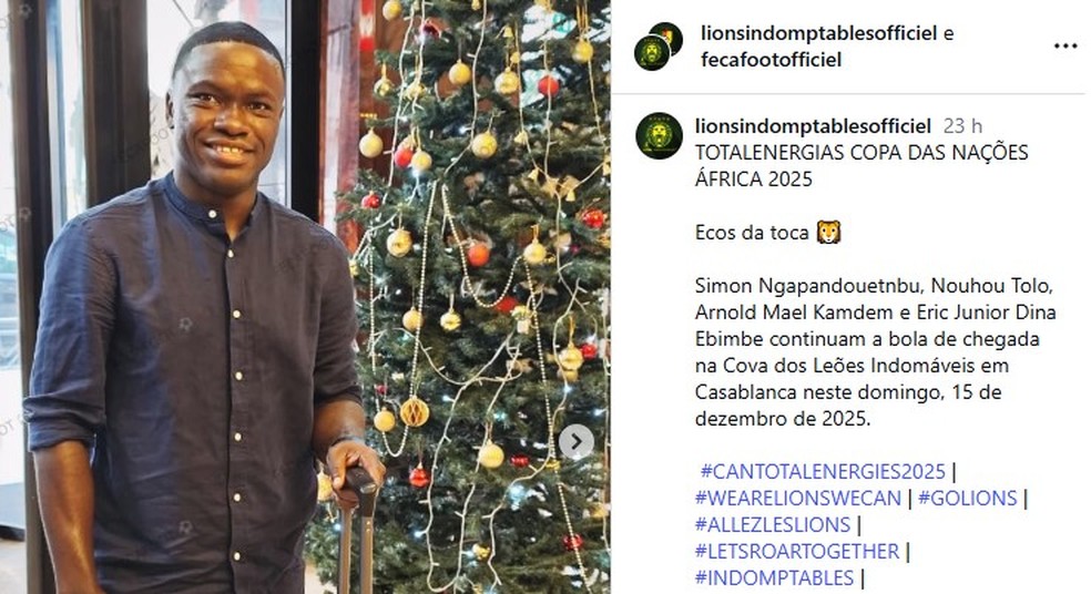 Arnold Kandem se apresenta à seleção de Camarões — Foto: Seleção Camaronesa de Futebol