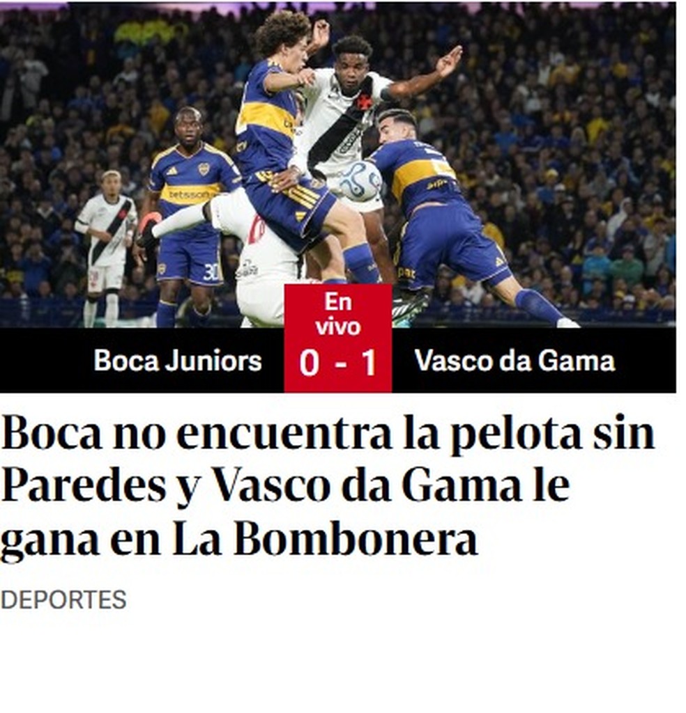Repercussão Clarín Boca x Vasco — Foto: Reprodução