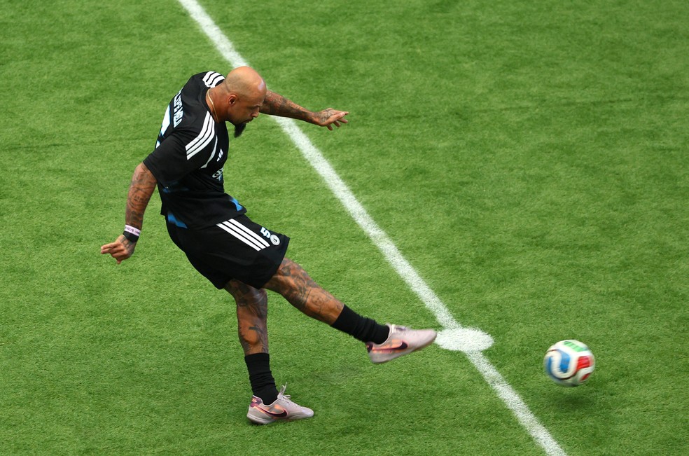 Felipe Melo no evento com Ronaldinho no US Open