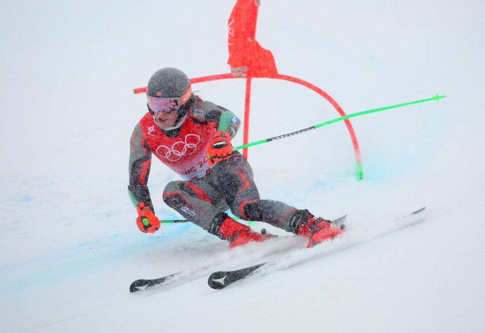Lucas Braathen esqui alpino Noruega Brasil Pequim 2022 — Foto: REUTERS/Denis Balibouse