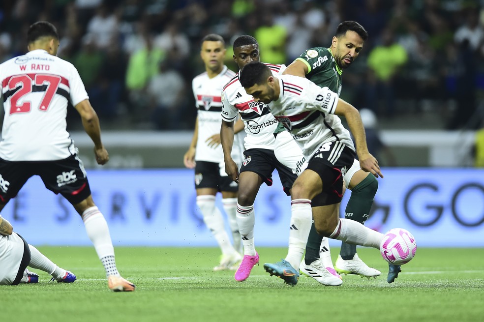 São Paulo foi derrotado pelo Palmeiras no Brasileirão de 2023 — Foto: Mauro Horita