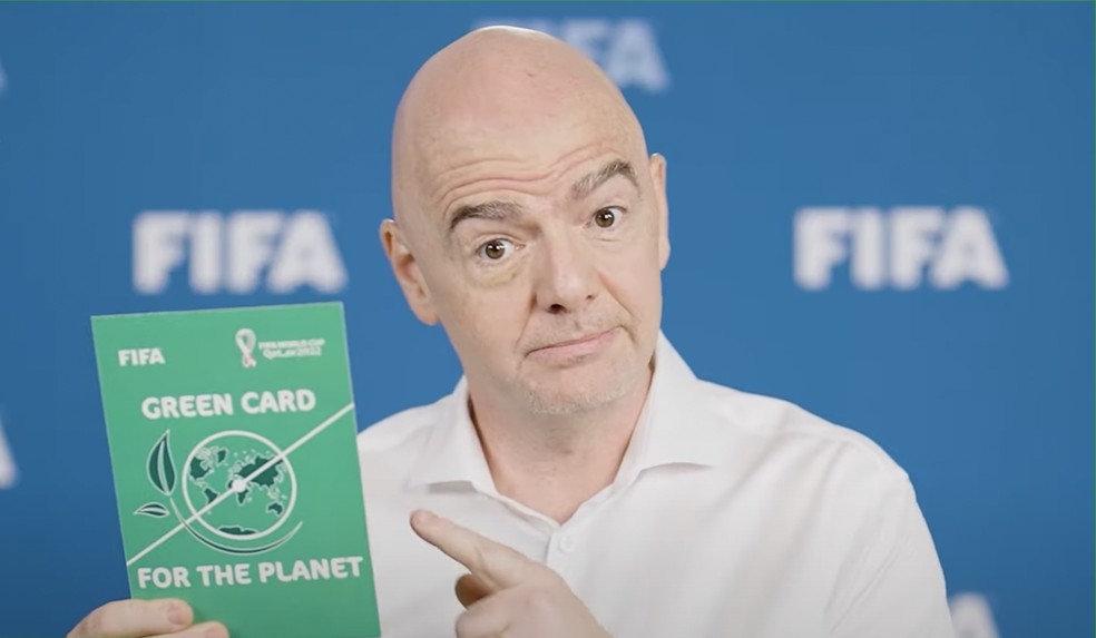 Gianni Infantino, presidente da Fifa, prometeu uma Copa de 2022 neutra em emissões de carbono — Foto: Divulgação / Fifa