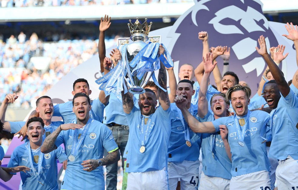 Campeão da Premier League, Manchester City teve o melhor ataque da competição — Foto: Getty Images