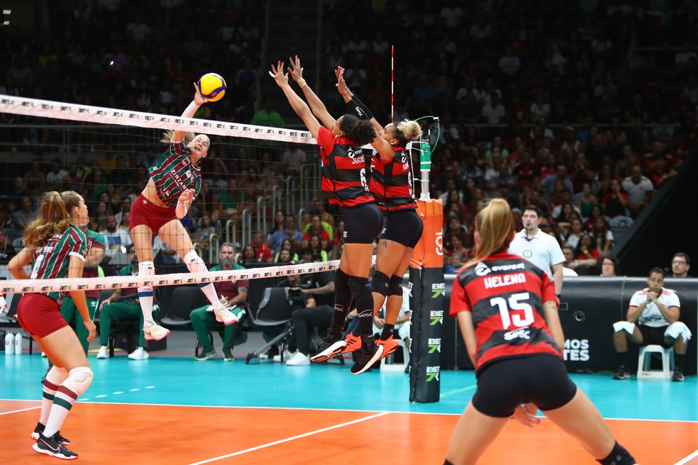 Sesc-Flamengo x Fluminense bateu o recorde de público da Superliga Feminina 2023/24 — Foto: Gilvan de Souza/Flamengo