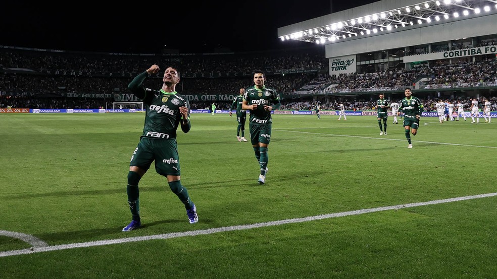 Coritiba x Palmeiras, comemoração do gol de Piquerez — Foto: Cesar Greco/Palmeiras