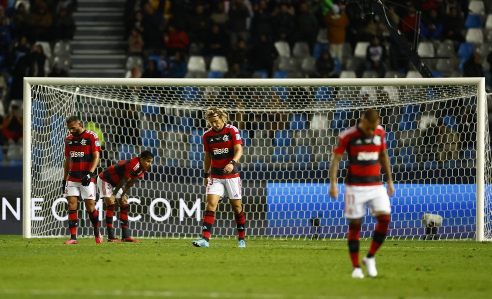 Time do Flamengo no momento do terceiro gol do Al Hilal