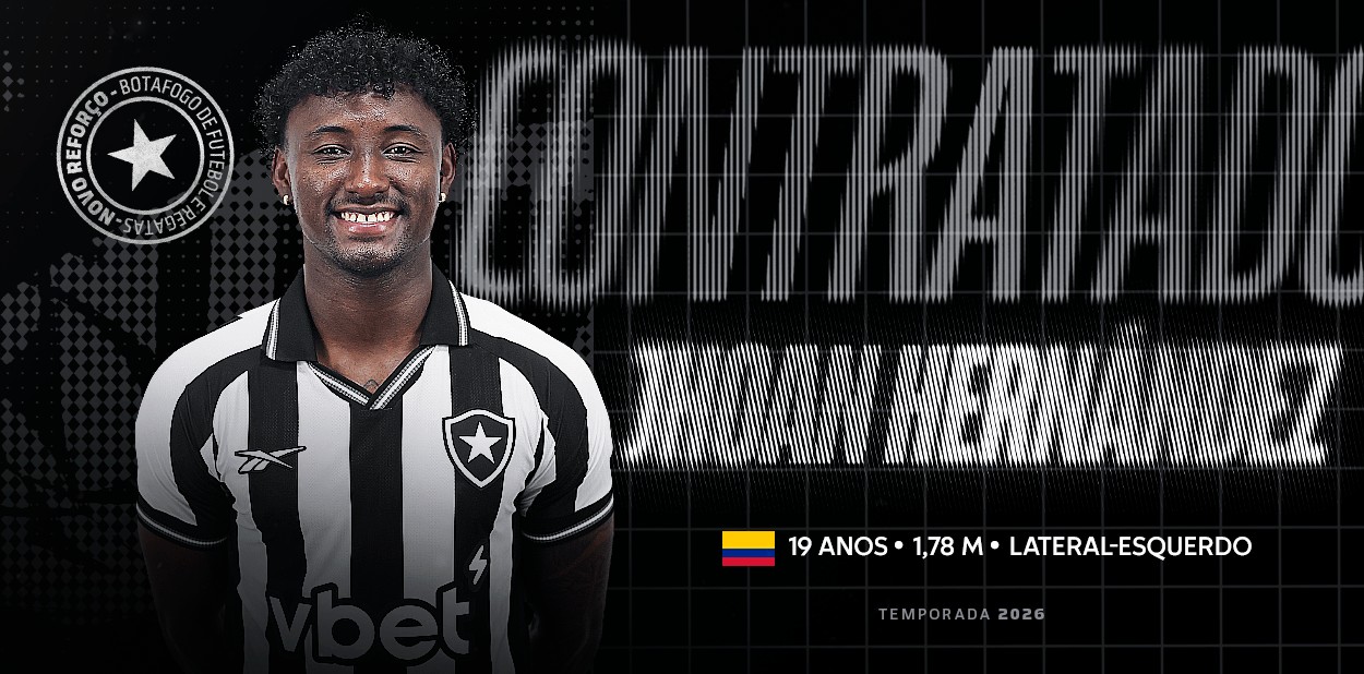 Botafogo anuncia a contratação de Jhoan Hernández