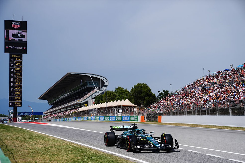 Lance Stroll na classificação para o GP da Espanha de F1 2025