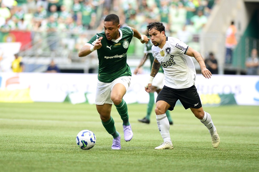 Palmeiras x Botafogo - Vitor Roque e Artur — Foto: Marcos Ribolli