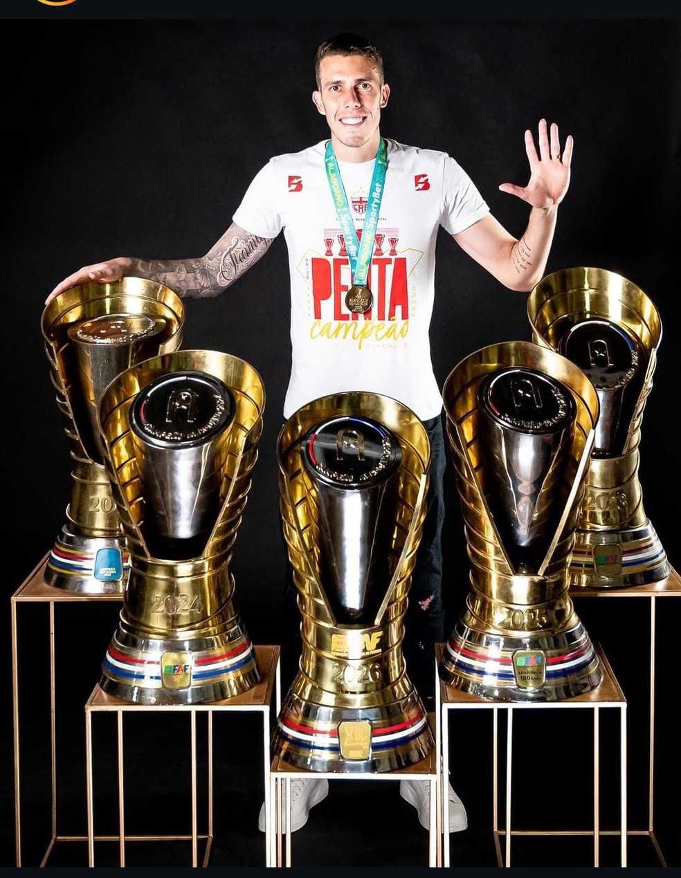 Goleiro Vitor Caetano participou das cinco campanhas do penta do CRB — Foto: Francisco Cedrim/ASCOM CRB