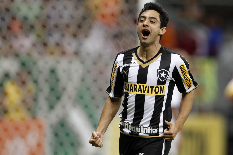 Daniel Corrêa comemora gol do Botafogo contra o Fluminense em 2014 — Foto: Adalberto Marques/AGIF