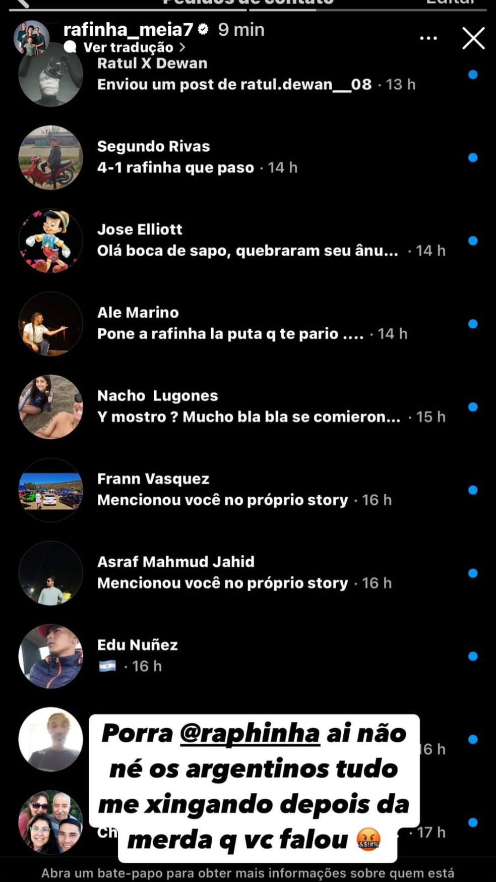 Postagem de Rafinha, ex-Coritiba e Cruzeiro, sendo confundido com Raphinha — Foto: Reprodução/Instagram