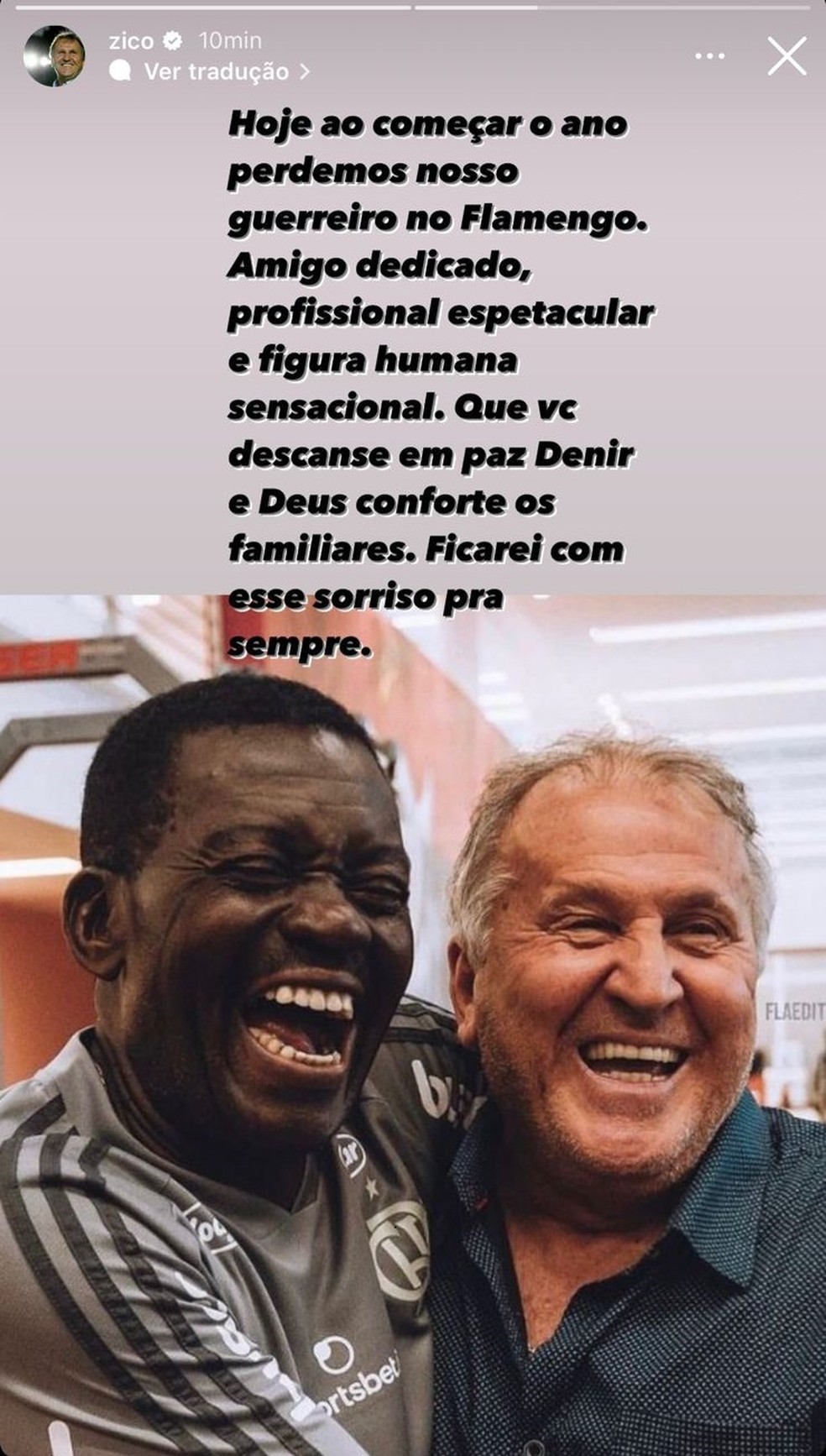 Zico homenageia Denir — Foto: Reprodução