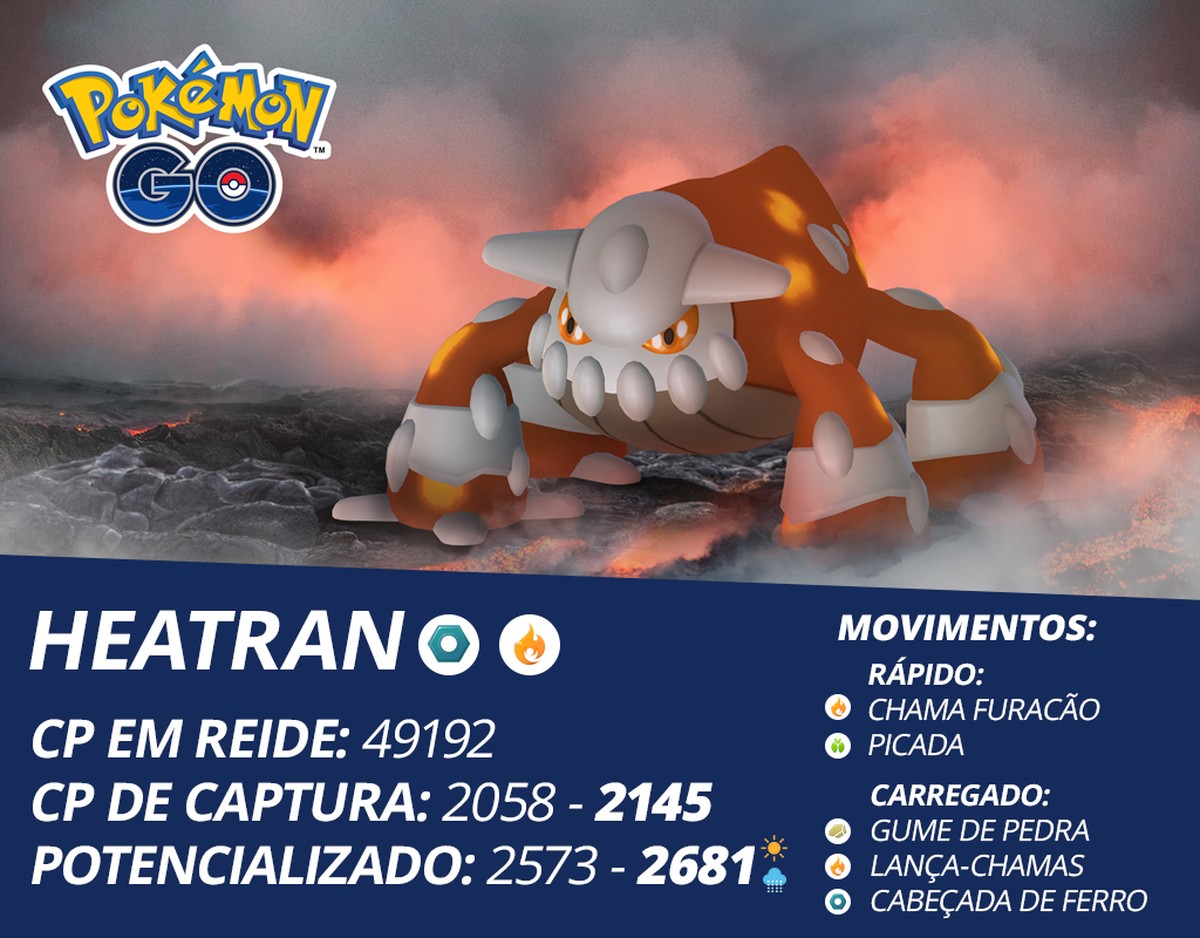 Pokémon GO: como pegar Heatran nas reides, melhores ataques e counters, e-sportv