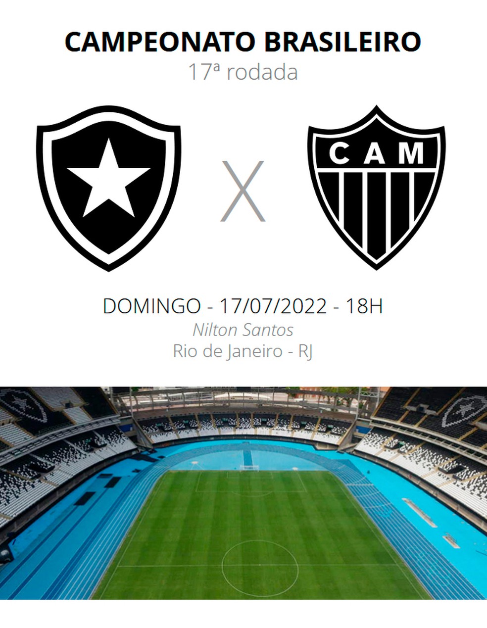 Atlético-MG x Botafogo ao vivo: como assistir online e transmissão na TV do  jogo do Brasileirão - Portal da Torcida