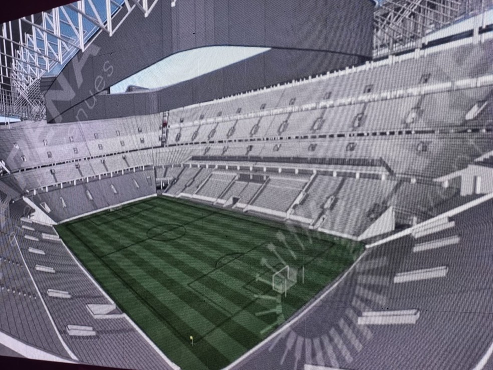 Projeção do novo estádio do Flamengo por dentro — Foto: Thiago Lima / ge