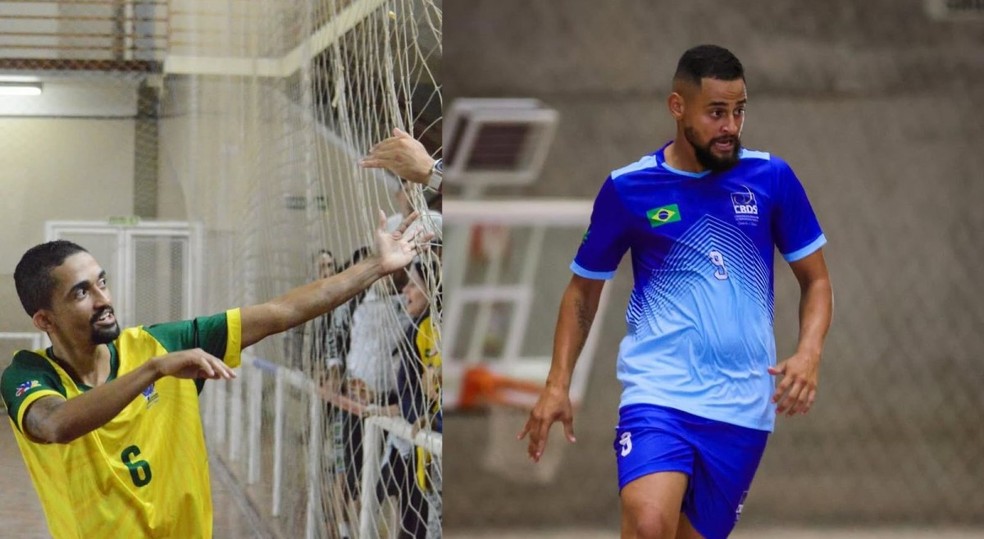Heitor e Marcos em atuação pela seleção brasileira de futsal de surdos — Foto: Divulgação