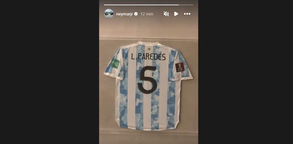 Neymar publica vídeo de camisa de Paredes, algoz do Vasco na Sul-Americana