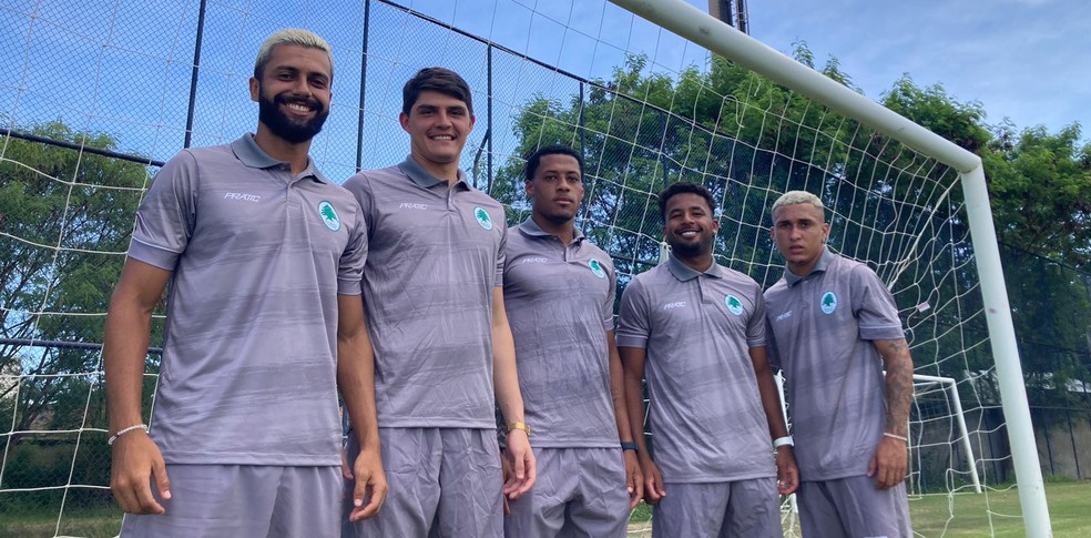 Pablo Maldini, João Fernando, Gabriel Conceição, Jeffinho e Abner, do Boavista — Foto: Thales Soares