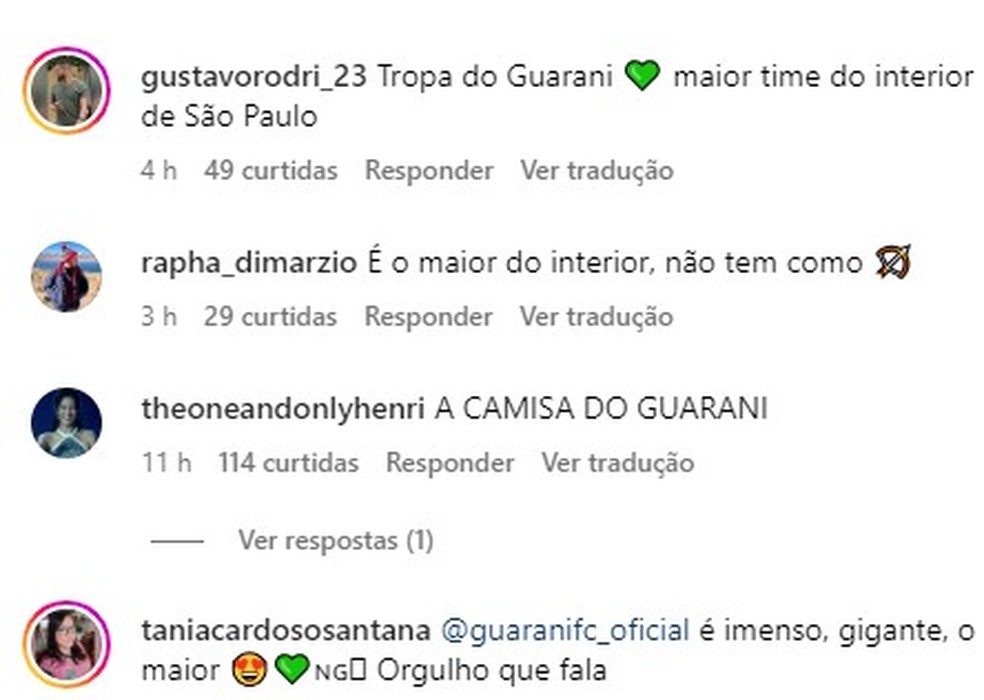 Coment&aacute;rios da torcida do Guarani &mdash; Foto: Reprodu&ccedil;&atilde;o Redes Sociais