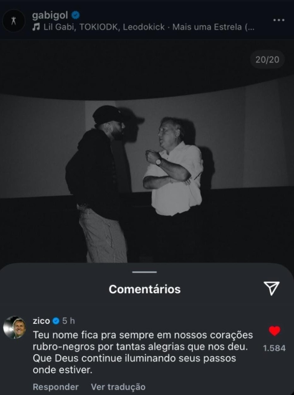 Zico se despede de Gabigol no Flamengo — Foto: Reprodução