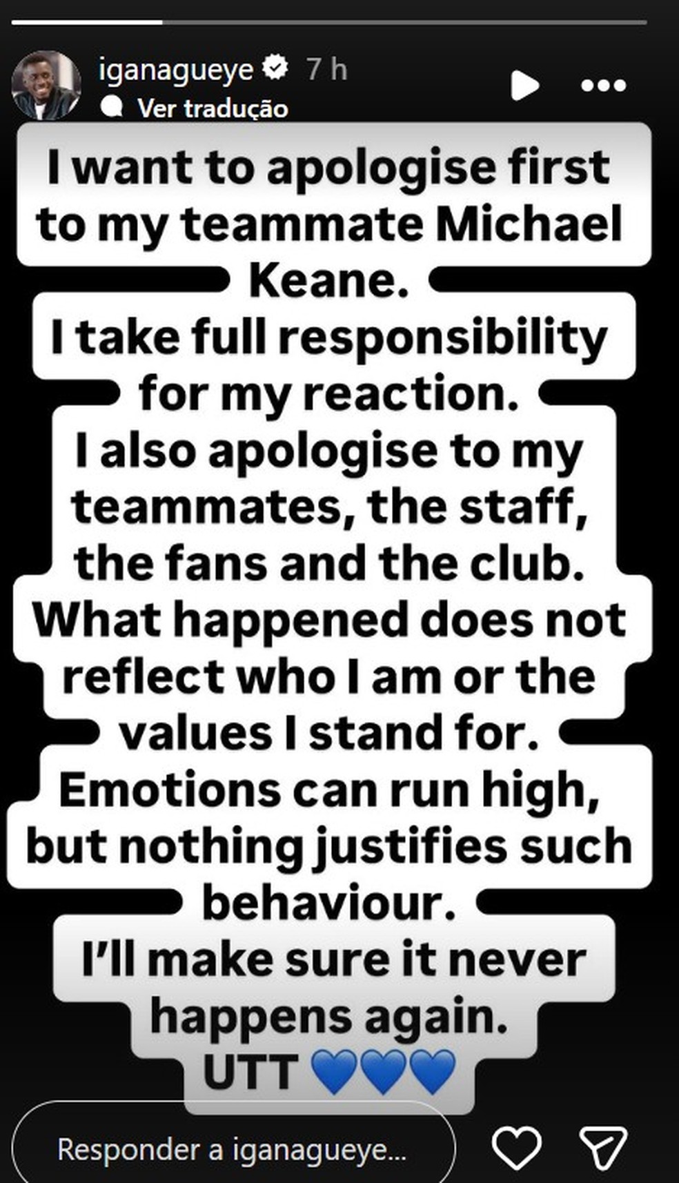 Idrissa Gueye pede desculpas por tapa em colega de time &mdash; Foto: Reprodu&ccedil;&atilde;o/Instagram