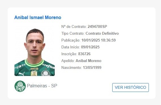 Palmeiras renova contrato de Aníbal Moreno