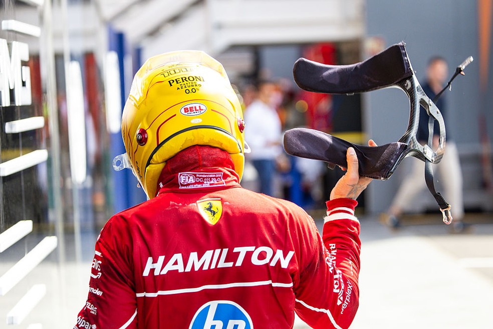 Lewis Hamilton chegou em sexto lugar no GP da Espanha da F1 em 2025 — Foto: Jayce Illman/Getty Images