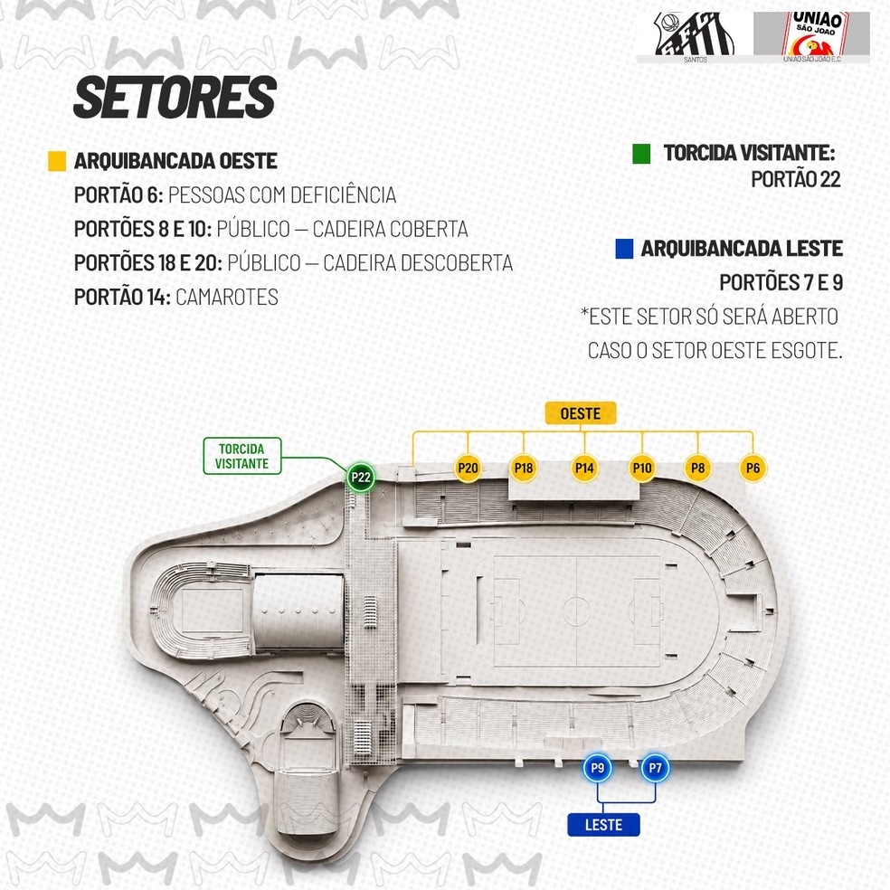 Mapa de setores da Mercado Livre Arena Pacaembu