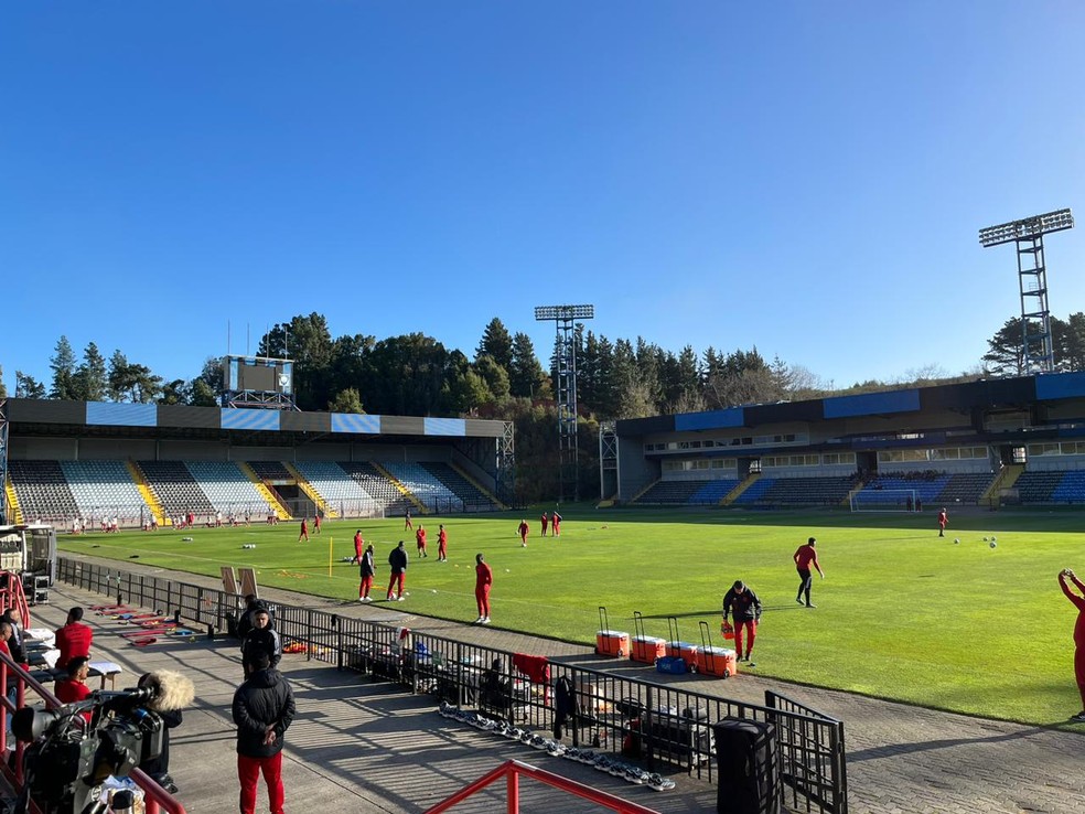 Flamengo treina no Chile para enfrentar o &Ntilde;ublense pela Libertadores &mdash; Foto: Thayuan Leiras / ge