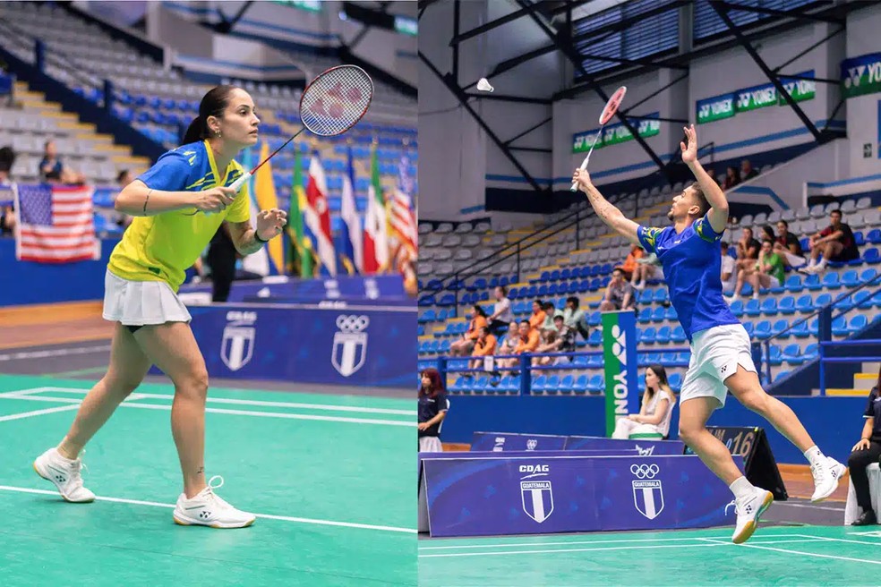 Samia Lima e Fabricio Farias, atletas piauienses de badminton — Foto: @badminton.panam/ @cris_8027
