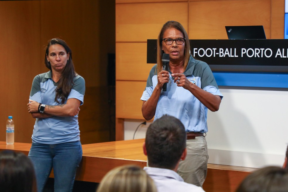 Diretoras das Gurias Gremistas, Karina Balestra e Marianita Nascimento — Foto: Morgana Schuh | Grêmio