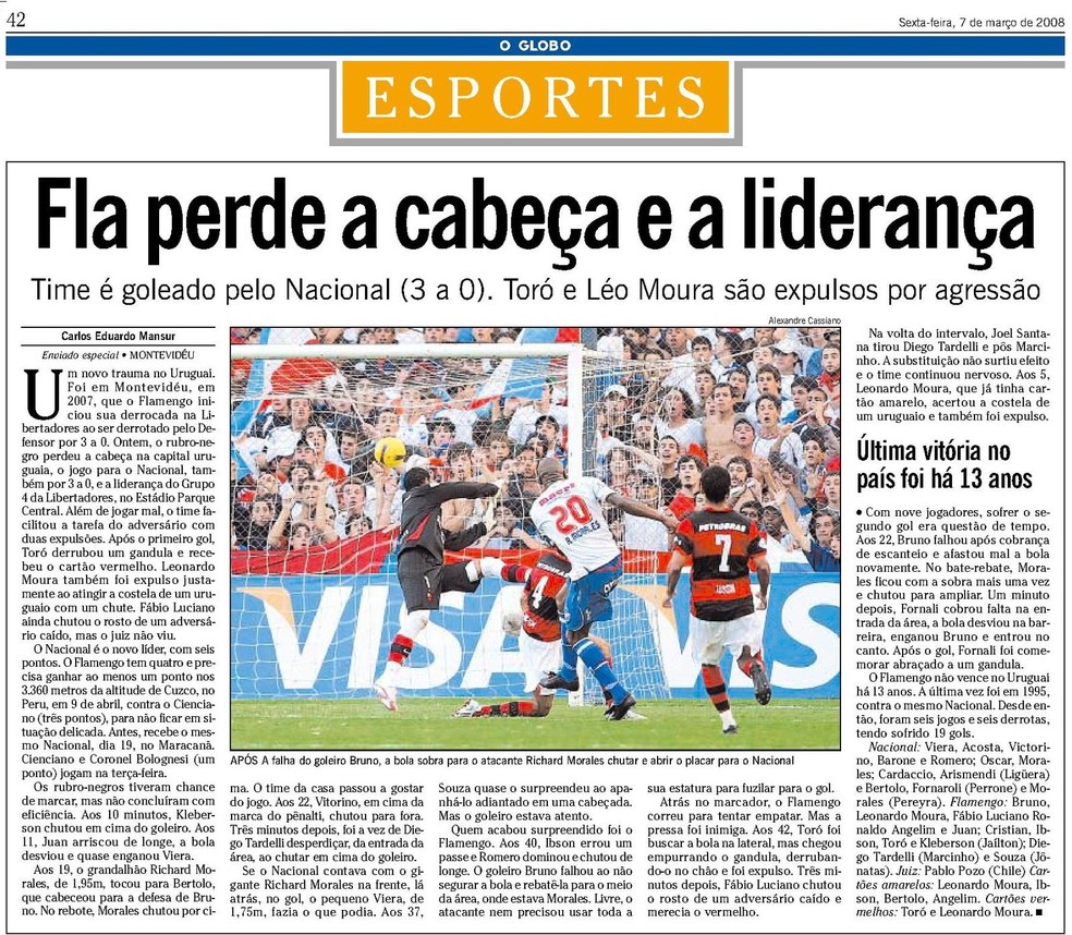 Flamengo perdeu a cabeça e a ponta do Grupo 4 da Libertadores