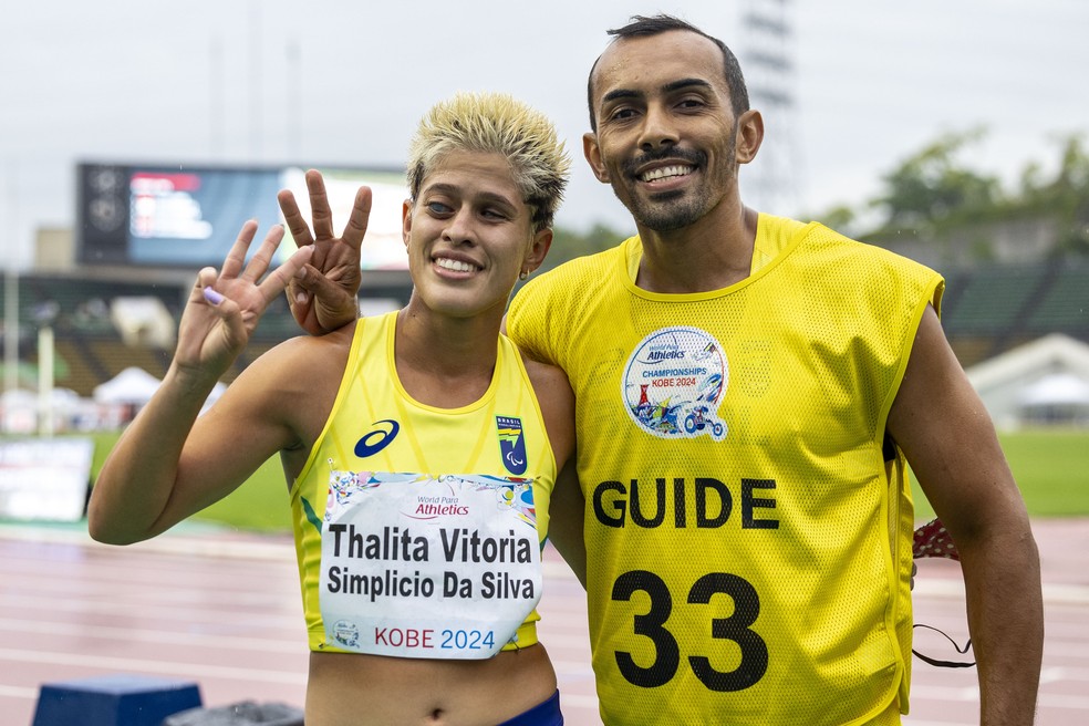 Thalita Simplício busca primeiro ouro paralímpico ao lado do atleta-guia Felipe Veloso — Foto: Alessandra Cabral/CPB