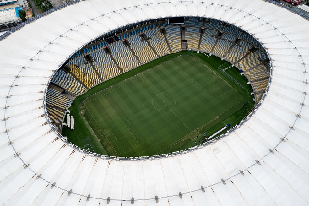 Estádio do Maracanã, no Rio de Janeiro, visto de cima — Foto: Getty