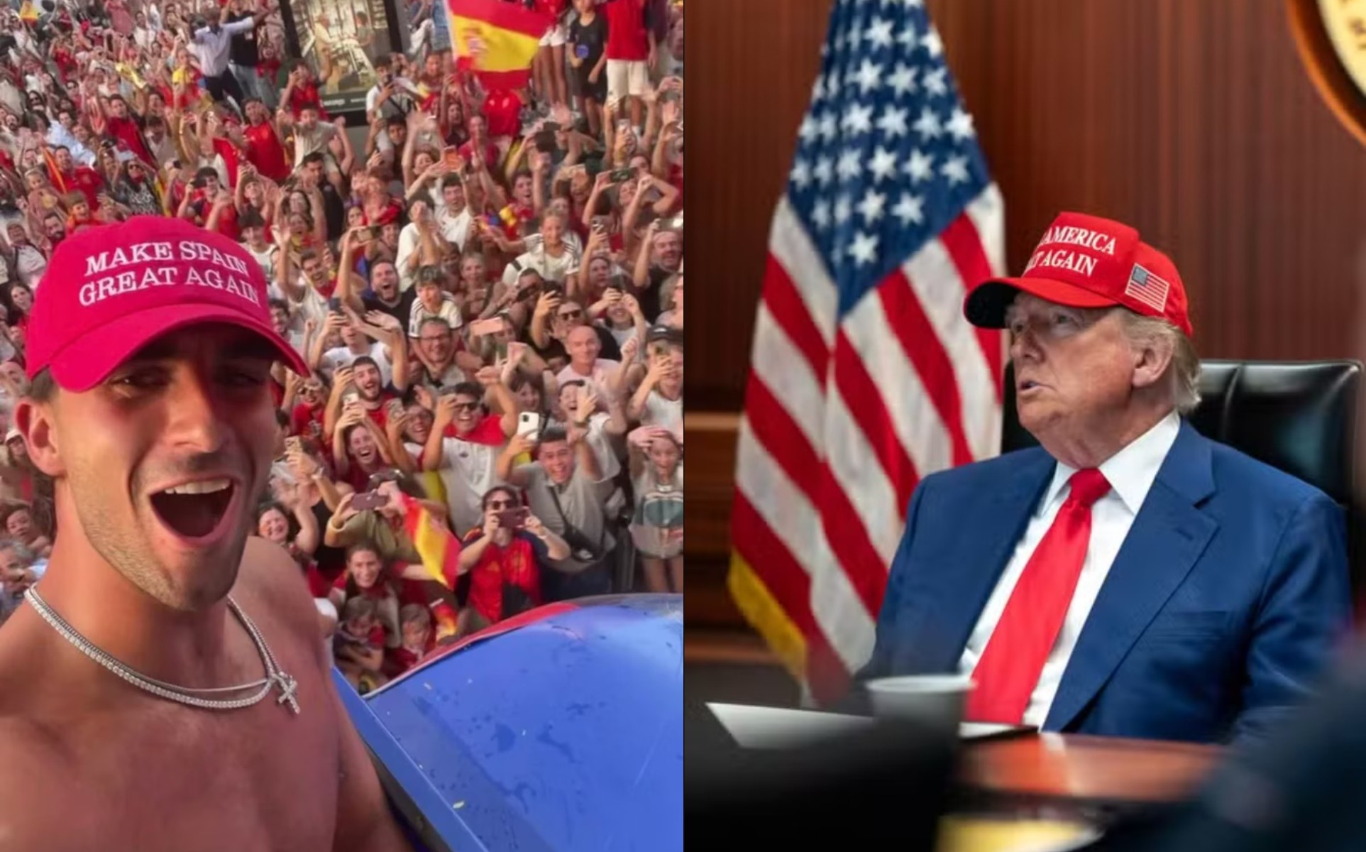Ferran Torres provoca com boné 'Make Spain Great Again' em Madri
