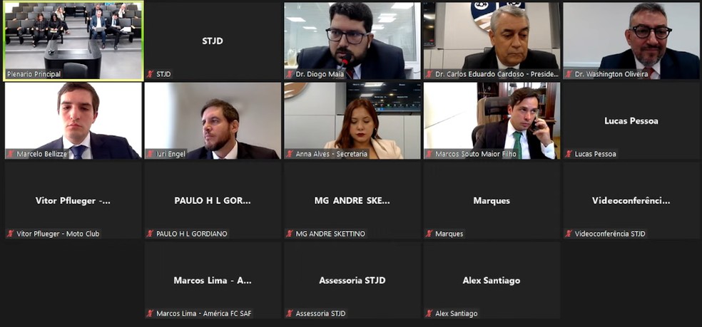 Segunda Comissão Disciplinar se reuniu para julgar o Sport — Foto: Reprodução/STJD