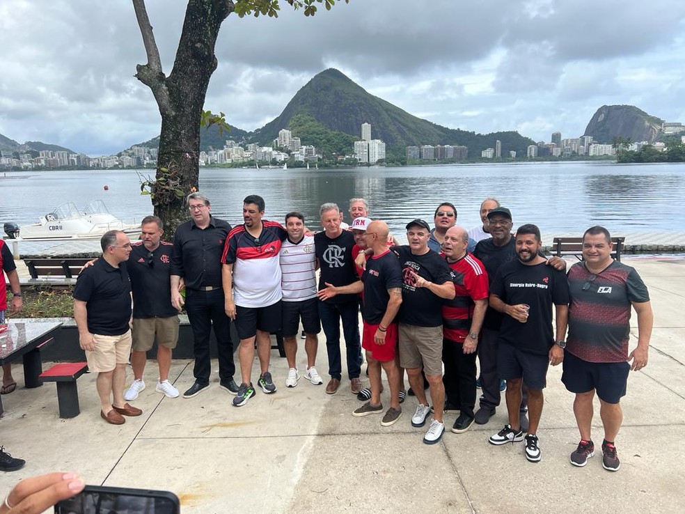 Rodolfo Landim e os presidentes dos grupos políticos presentes — Foto: Arquivo Pessoal
