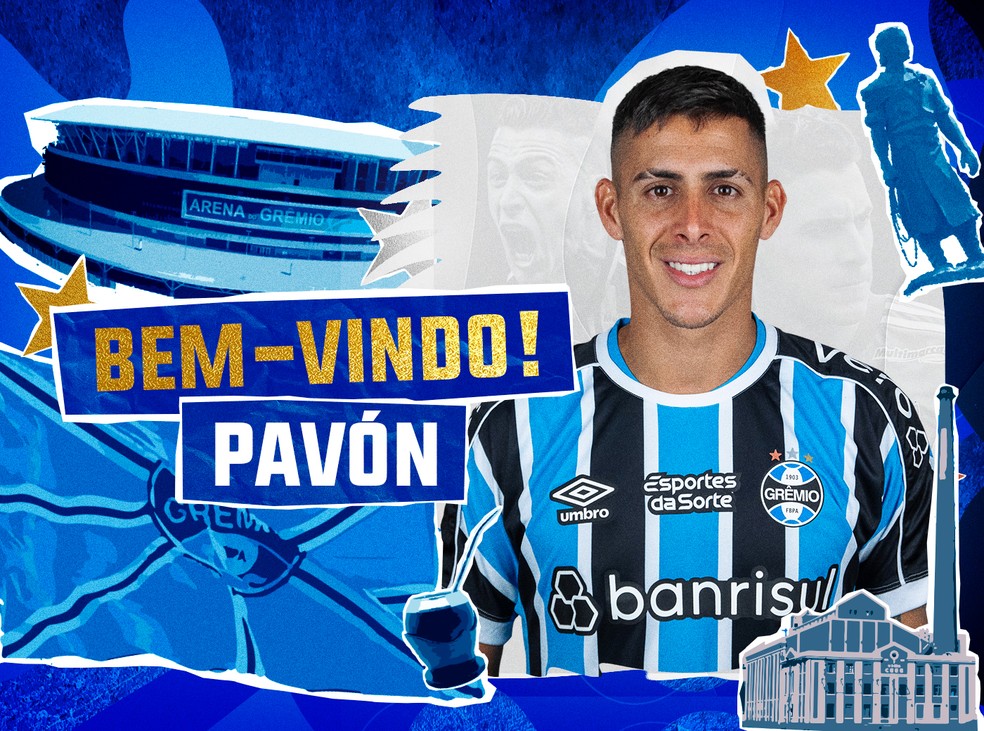 Pavón foi anunciando pelo Grêmio — Foto: Divulgação/Grêmio