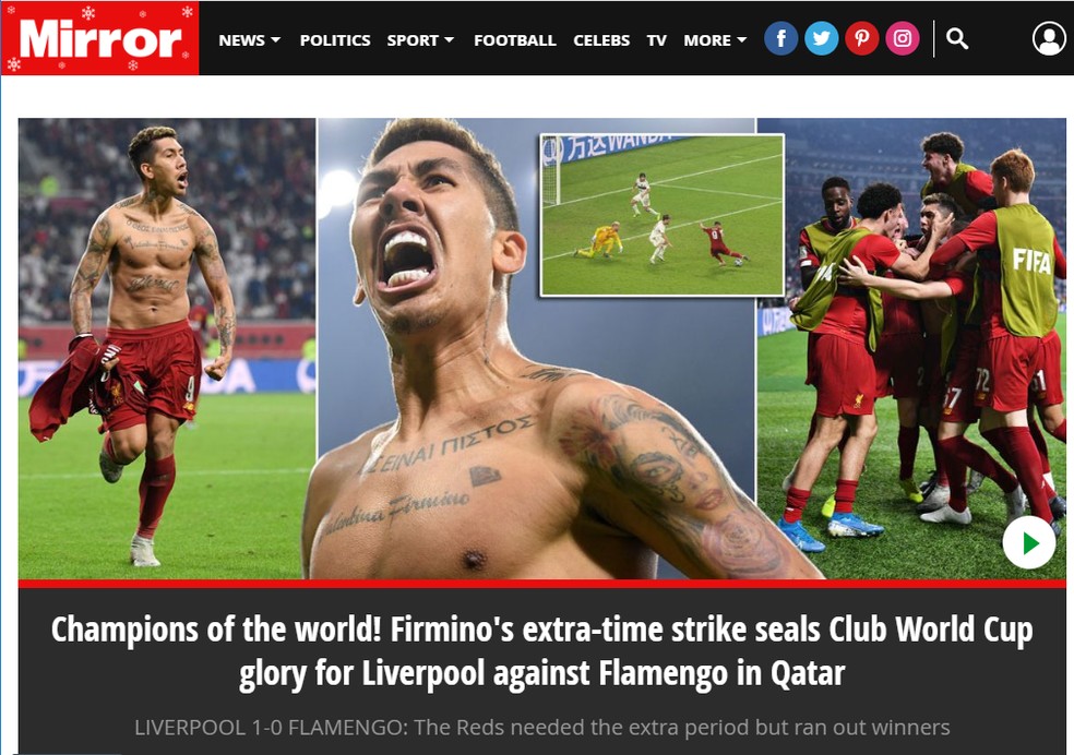 Mundial de Clubes: Liverpool comemorou título sobre Flamengo, mas