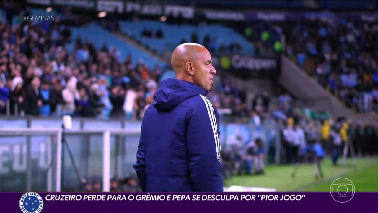 Cruzeiro perde para o Grêmio e Pepa se desculpa por 'pior jogo' no clube