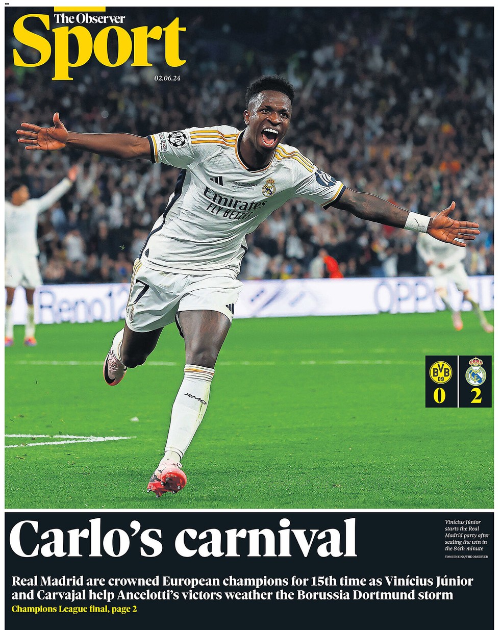 Capa do Observer do título do Real Madrid — Foto: Reprodução/Observer