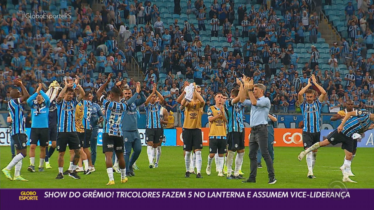 Show do Grêmio! Tricolores fazem 5 no lanterna e assumem vice-liderança