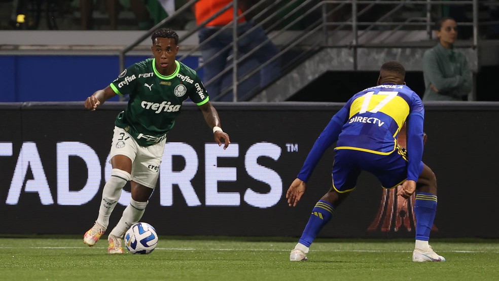 Kevin em ação pelo Palmeiras contra o Boca Juniors — Foto: Cesar Greco/Palmeiras
