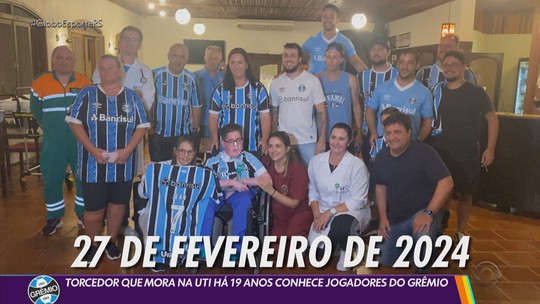 Torcedor que mora na UTI há 19 anos conhece jogadores do Grêmiosite de aposta a partir de 1 realIjuí - Programa: Globo Esporte RS 
