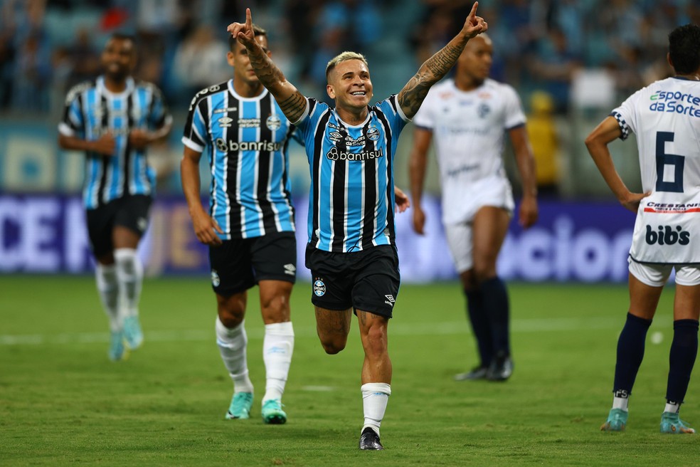 Soteldo em goleada do Grêmio — Foto: Lucas Uebel/Grêmio