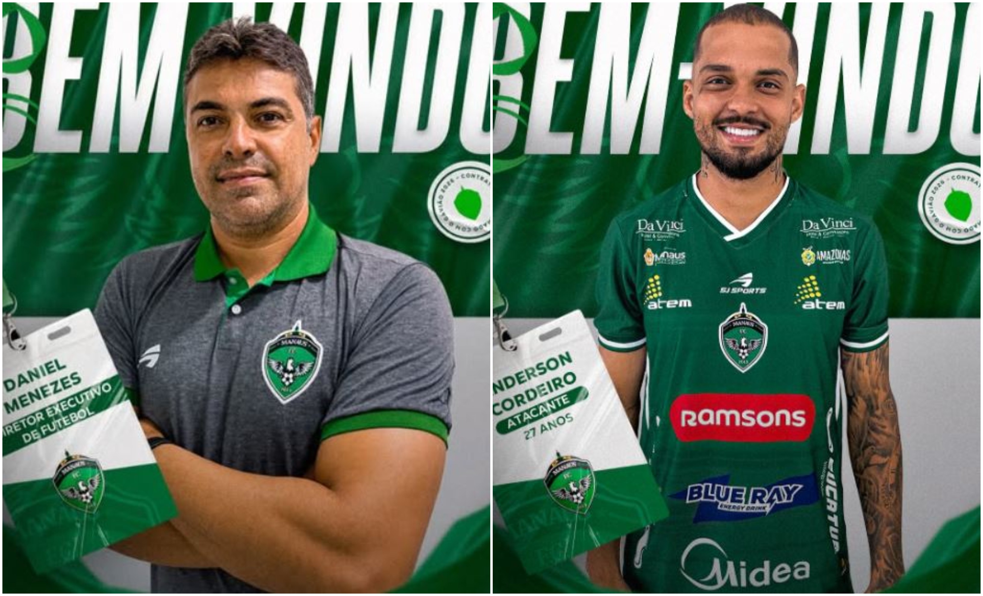 Manaus anuncia Daniel Menezes e atacante Anderson Cordeiro | Ge