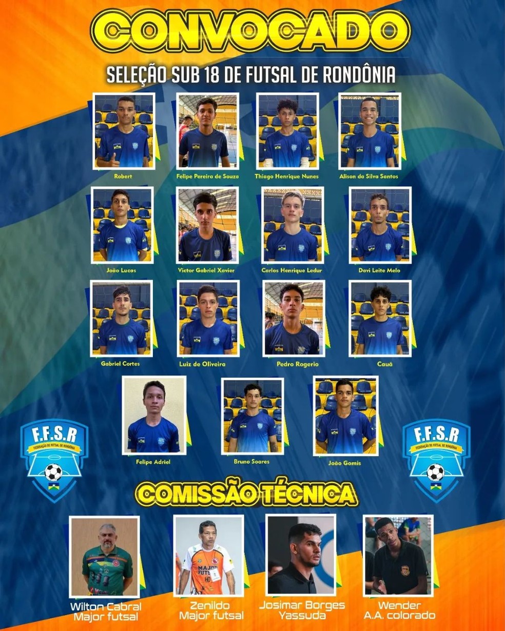 Seleção de Rondônia Sub-18 de futsal — Foto: FFSR